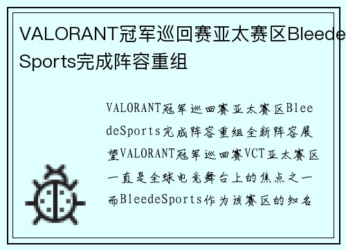 VALORANT冠军巡回赛亚太赛区BleedeSports完成阵容重组